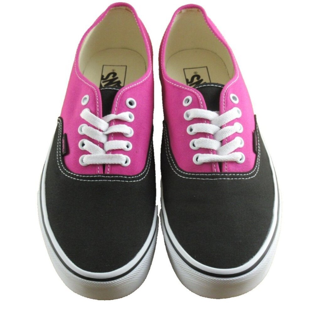 Vans Men's Authentic Pop Raspberry Rose Black Canvas Skate shoes Sizes NIB